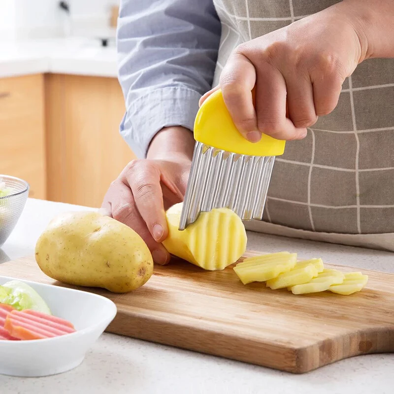 1pcs French Fries Cutter Vegetable Potato Chips Making Peeler Wavy Edged Knife Fruit Shredder Slicer Kitchen Tool | Дом и сад