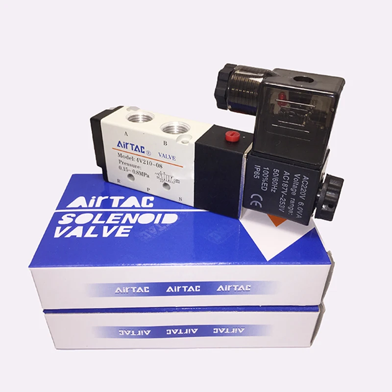 5 позиционный 2 Электрический электромагнитный клапан Airtac 4V210 08 DC 24V DC12V AC110V AC220V 1/4