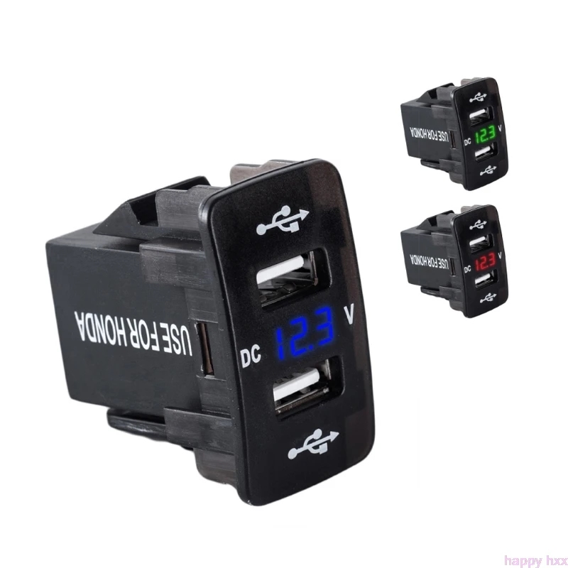 Автомобильное зарядное устройство с двойным USB разъемом DC 12V 24V цифровой