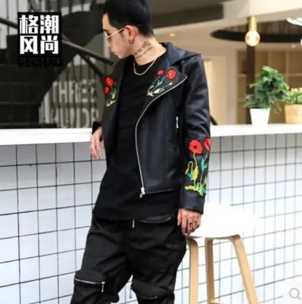 S 5XL новинка 2019 Мужская одежда модная певица DS DJ цветы коллаж тонкая куртка из