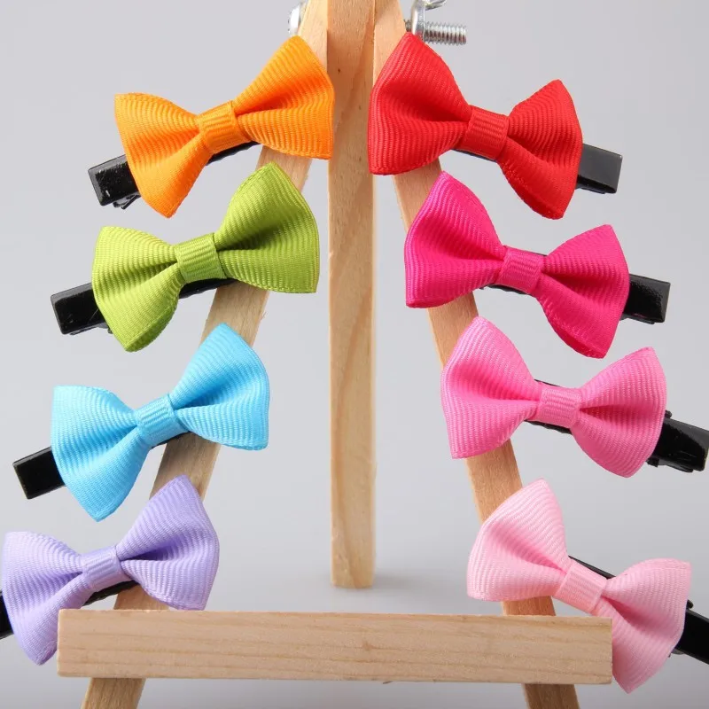 

10pcs Fashion Cheering Candy Barrettes Kids Bowknots Solid Ribbon Hair Clip Bows Girls Women Hairpins Accessories