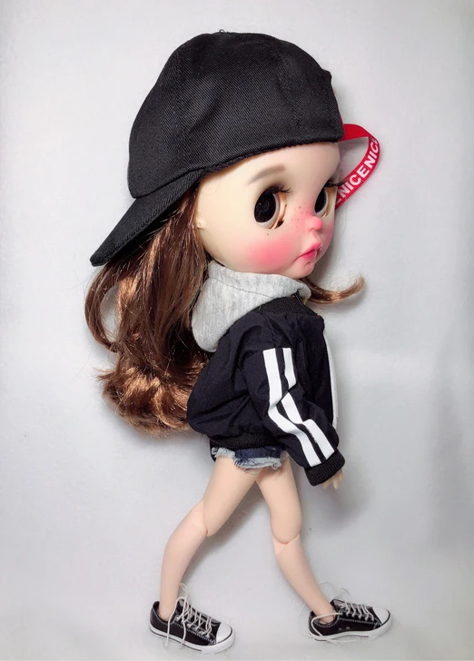 1 шт., Черная спортивная куртка Blyth Azone S dolls, желтая толстовка с капюшоном, джинсовые короткие штаны для Blyth, ob24, Одежда для кукол, сшитая из флиса