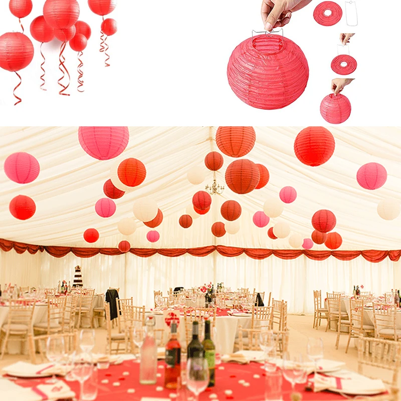 12 шт./компл. Красный Китайский бумажный фонарь лампион лампионен Буле чиноаз