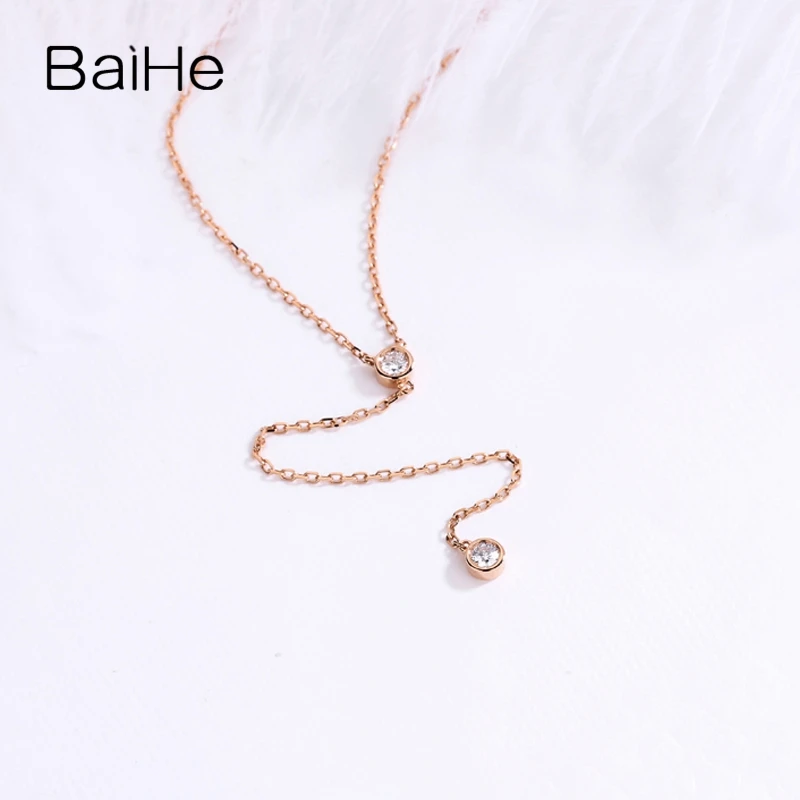 BAIHE однотонное 18K желтое золото 0.10ct H/SI натуральные бриллианты свадебные женские