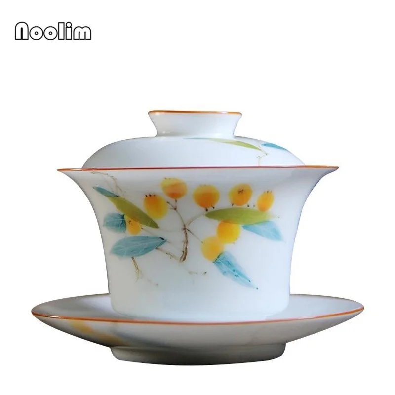 1 шт. китайский чайный набор кунг-фу Gaiwan Чайник чайные чашки расписанные вручную чайные сервизы фарфоровые керамический подарок чистая посуда для напитков - Цвет: 1pcs