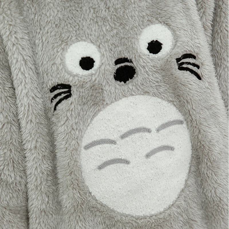 Night Dress Women Flannel Winter Thicken Sleep Lounge Plush Nightgowns Totoro Hooded Long Dressing Gown Cute Girls Sleepwear