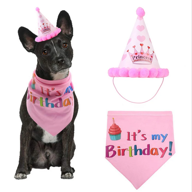 Шапка на день рождения для домашних животных шарф комплект тканевый воротник