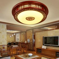 vintage chinese sculpture red wood led ceiling light fixture home deco living room round antique acrylic ceiling lamps 110 240v