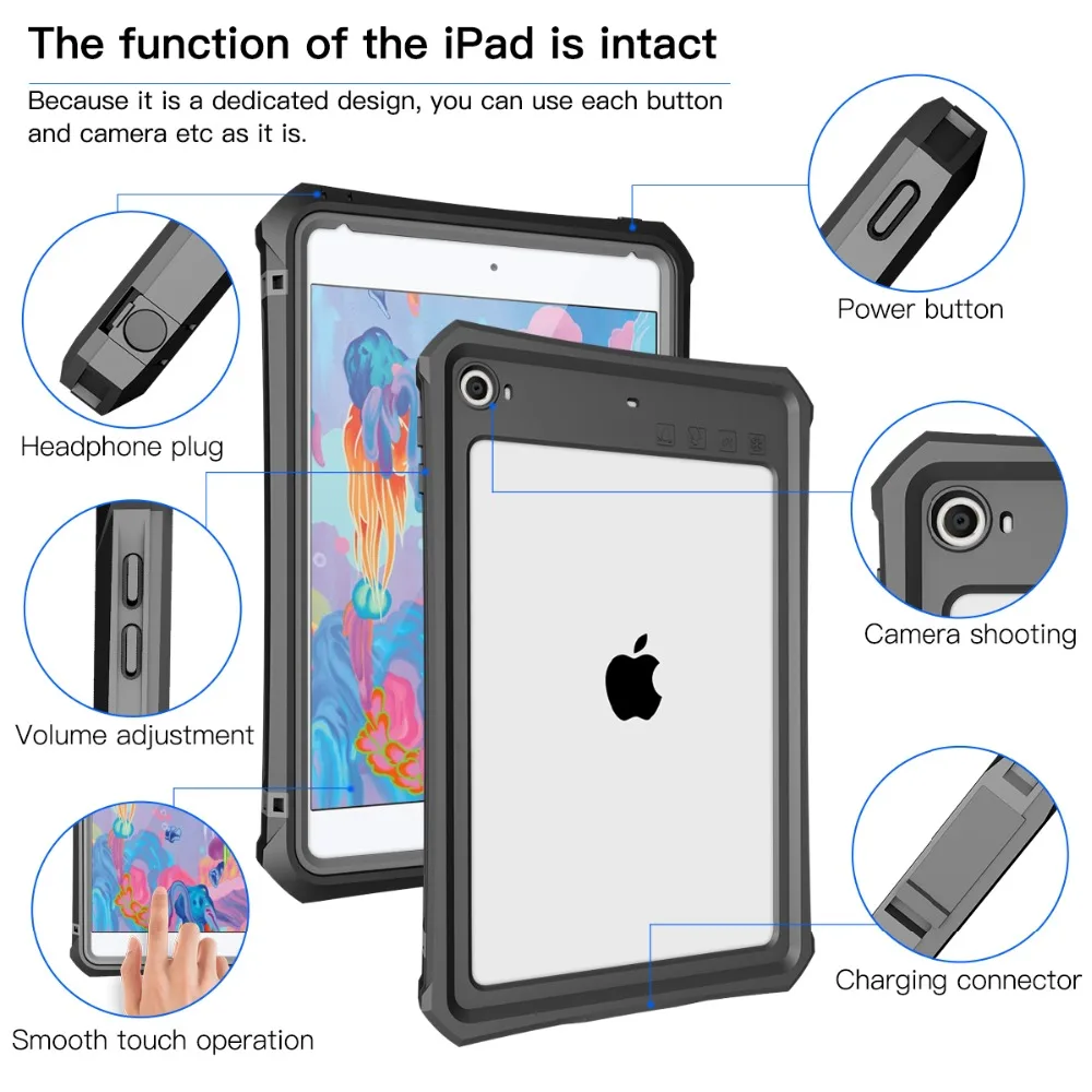 Для iPad Mini 4 5 водонепроницаемый чехол противоударный пылезащитный чехол для планшета с регулируемой подставкой для планшета встроенный защитный чехол для экрана