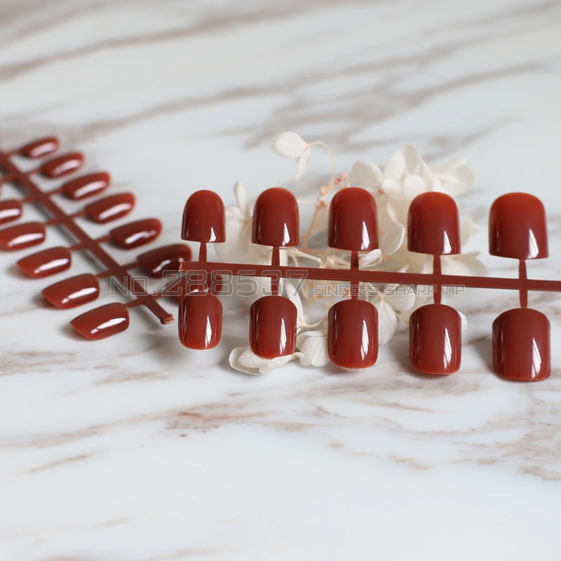 Новинка 2017 24 шт. накладные ногти винные шоколадные коричневые конфетные короткие