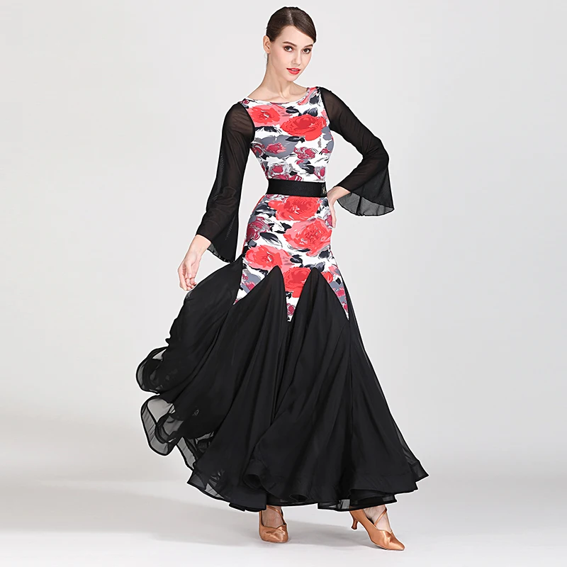 Платья для конкурса бальных танцев 2019 модные костюмы с длинным рукавом Драг