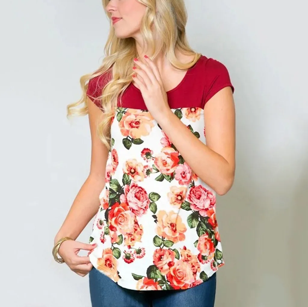 Женская одежда для беременных Летняя Повседневная футболка с коротким рукавом и