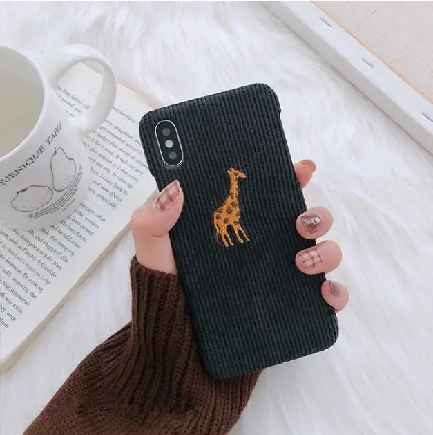 GlamPhoneCase Embroidered Dog Rabbit Phone Case For iPhone XS Max XR 8 8plus 7 7plus 6S 6Splus 6 6plus Corduroy Animal Cover |