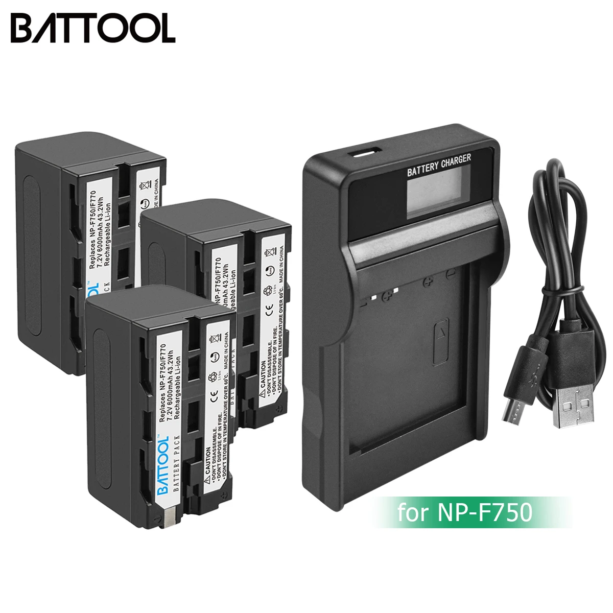 3X Battery Charger Bonacell 6000 мА/ч, NP-F770 NP-F750 NP F770 np f750 NPF770 750 батареи+ ЖК-дисплей Зарядное устройство для sony NP-F550 NP-F770 NP-F750 F960 F970 L10 - Цвет: 3X Battery Charger