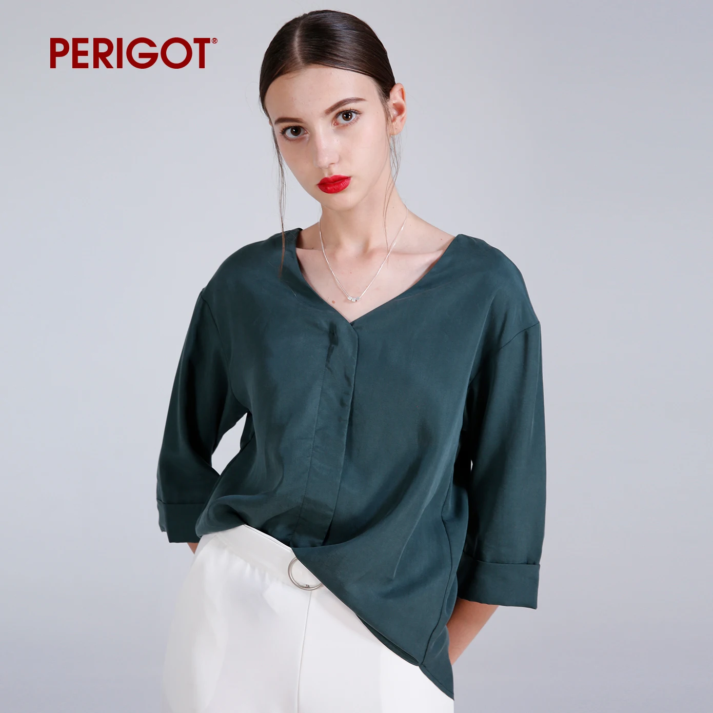 Perigot pgw0368 Демисезонный Новое поступление Для женщин v образным вырезом шелковая