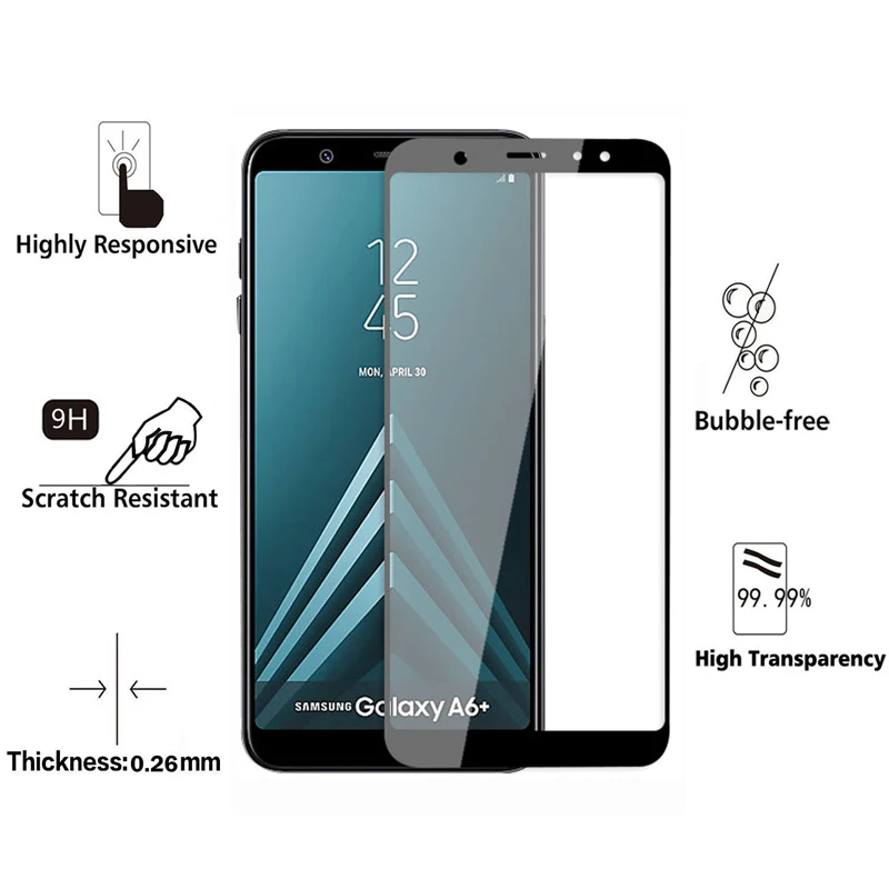 TeoYall 2.5D Arc Edge закаленное стекло для Samsung Galaxy A6 Plus 2018 Защита экрана J6 J4 J3 полное