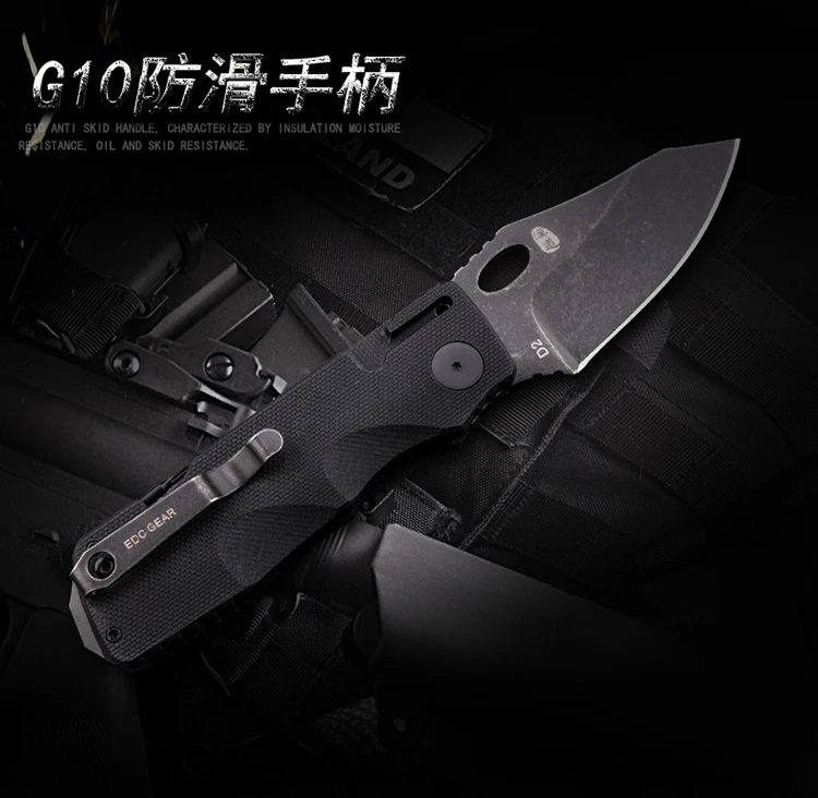 HX на открытом воздухе камбала тактический складной нож охотничий на открытом воздухе кемпинг выживания ножи Многофункциональный Дайвинг инструмент, D2 лезвие, G10 Ручка