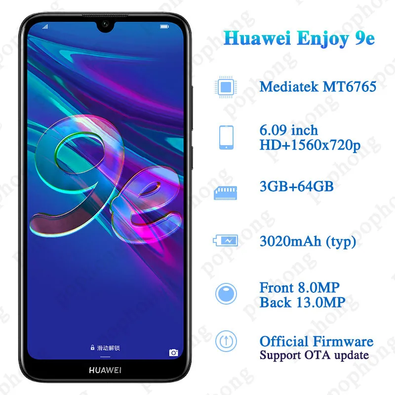Оригинальный смартфон Huawei Enjoy 9e глобальная прошивка экран 6 088 дюйма 1560x720 на базе