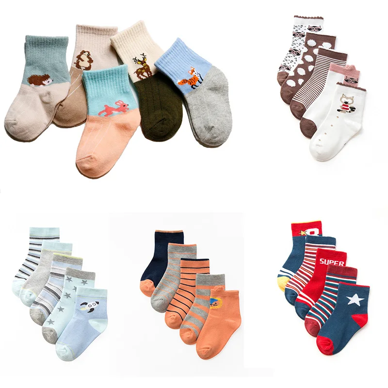 5 шт./компл. Детские хлопковые милые носки Осень зима детские короткие для