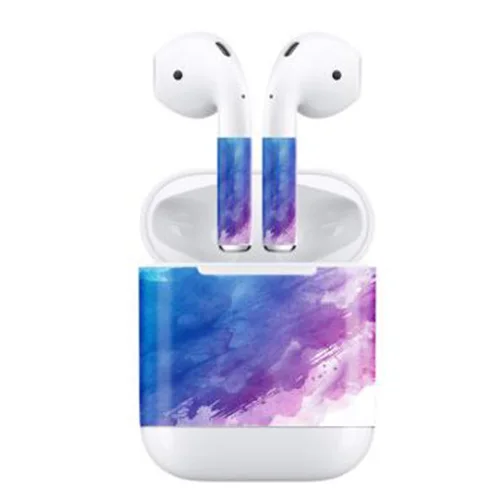 1 комплект защитная наклейка для Apple Airpods, зарядная коробка+ пленка против потери для AirPods, беспроводные аксессуары для наушников, наклейка - Цвет: Blue Purple