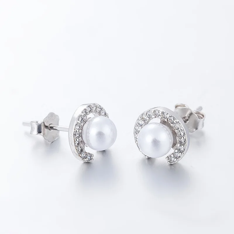 Новый корейский мода 925 серебро буквы CC pearl круглые серьги аксессуары Симпатичные