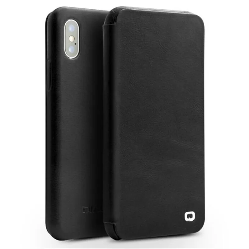 

QIALINO Натуральная Воловья кожа Магнитный Флип сумка бизнес для iphone X 10 кошелек с картой кожаный флип бумажник чехол