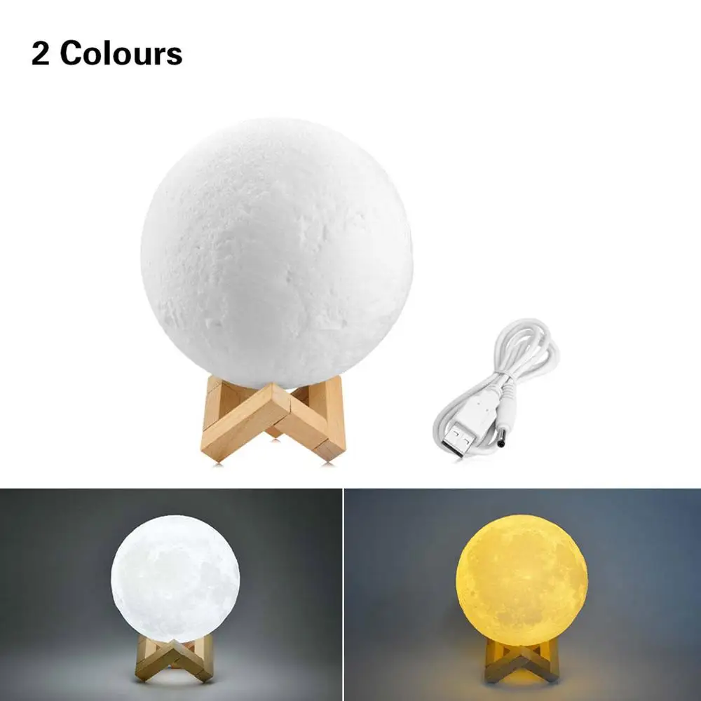 2 Colors Touch Лунная лампа, праздничное освещение, 3D принт, сенсорный переключатель, затемненный ночник, настольная лампа, настольные лампы для прикроватной комнаты, для детской комнаты, креативные подарки - Испускаемый цвет: 2 Colors Touch