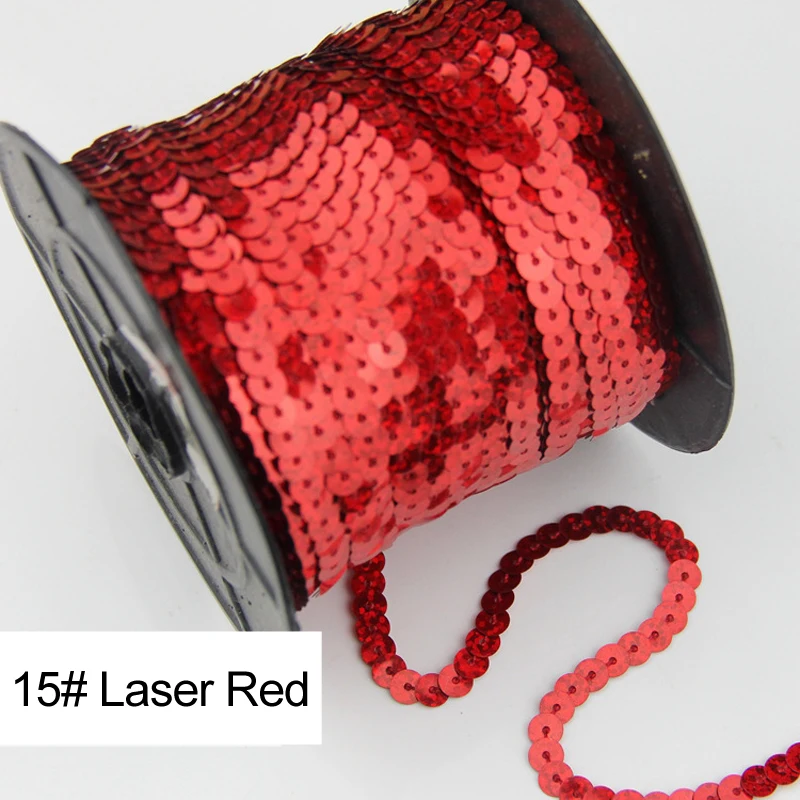 ПВХ блёстки лазерный красный 6 мм круглый 20 ярдов/рулон пайеток шитье на планки