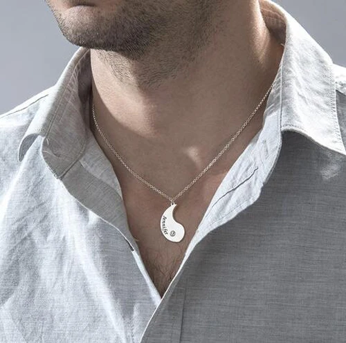 Новые дизайнерские пары романтический выгравировано имя Инь Ян Цепочки и