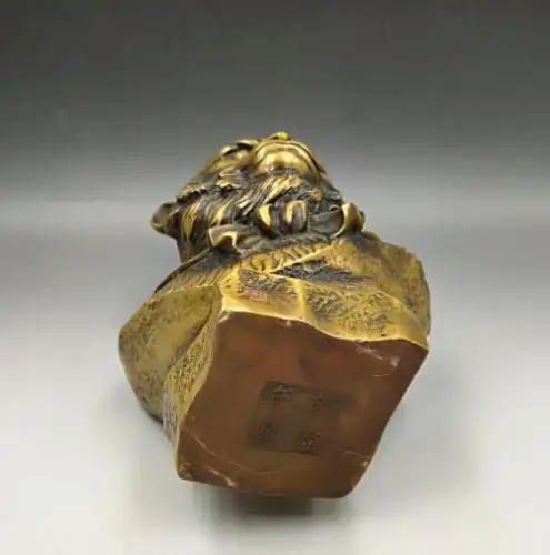 Китайская ручная Резная Бронзовая народная Sun Wu Kong Обезьяна Король голова бюст