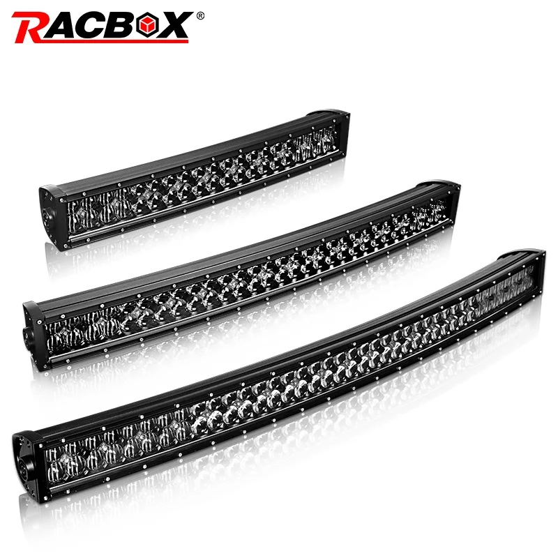 RACBOX 5D 22 32 42 дюймов изогнутый СВЕТОДИОДНЫЙ светильник 200 Вт 300 Вт 400 Вт комбинированный луч черный объектив СВЕТОДИОДНЫЙ рабочий светильник DRL для внедорожника ATV SUV 12 В 24 В