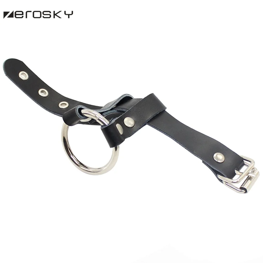 Мужской кожаный ремешок Zerosky регулируемый для Пенис с фиксатором секс игрушки