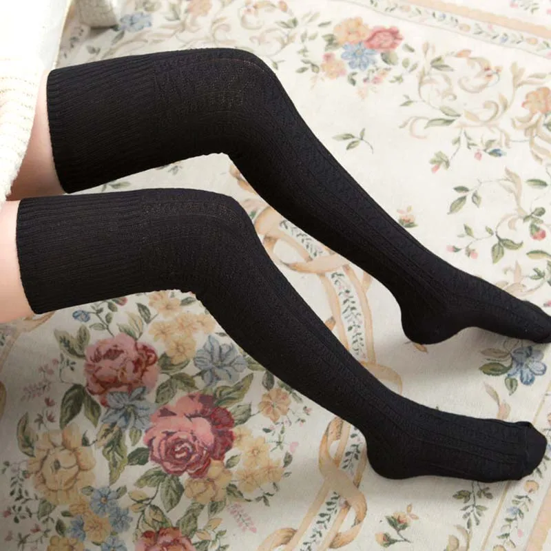 Новинка модные женские гольфы выше колена Теплые Длинные Вязаные до бедра