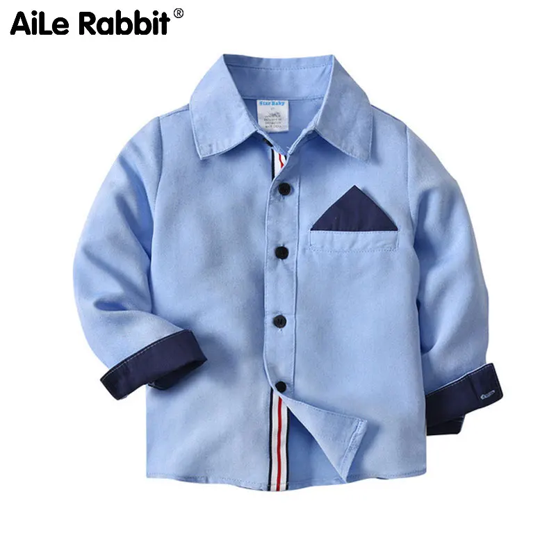 AiLe Rabbit/Новинка года, рубашка с длинными рукавами для мальчиков цветная рубашка Оксфордский кардиган на весну и осень