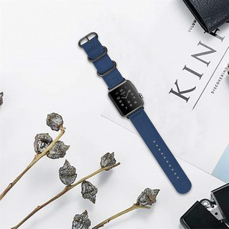 Ремешок нейлоновый для apple watch band 42 мм 38 браслет 4 44 40 iwatch series 4/3/2/1 аксессуары