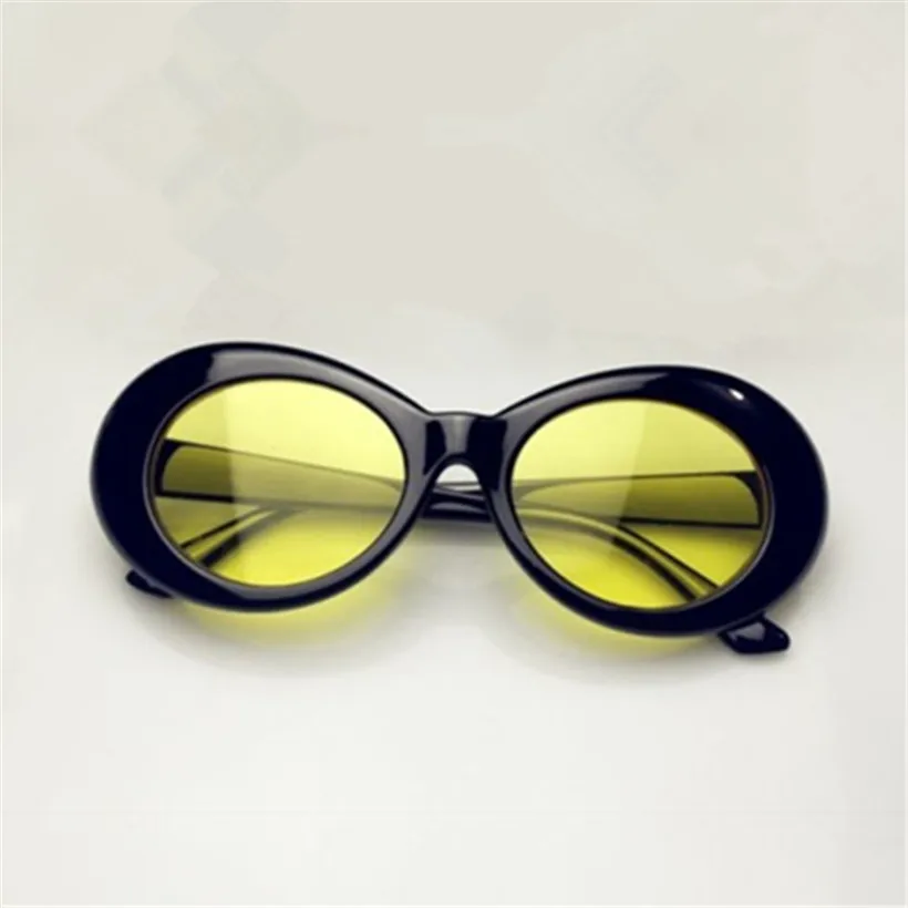 Black Yellow NYWOOH очки в стиле Курта Кобейна женские солнцезащитные очки Овальные Солнцезащитные очки мужские прозрачные линзы очки NIRVANA винтажные очки UV400 - Цвет линз: Black Yellow
