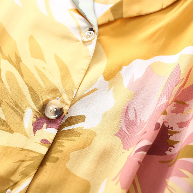 Летняя новая ночная рубашка атласная пижама с цветочным принтом чернилами