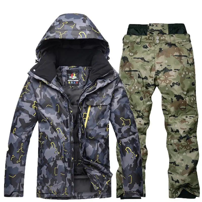  35 для мужчин Камуфляжный лыжный костюм сноуборда одежда водонепроницаемый 10000