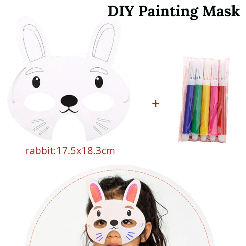1pcs mask diy 10 шт пасхальные вечерние украшения конусные мешки конфет моркови розовый кролик конфеты сумки коробка печенья сумки DIY подарочные пакеты с поздравительными открытками - Цвет: 1pcs mask diy