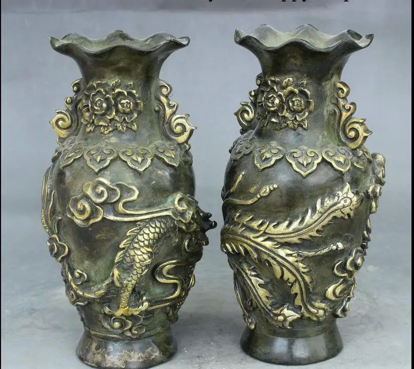 671117009 + Китайский Дворец Бронзовый Свинка Феникс Дракона Богатство Статуя