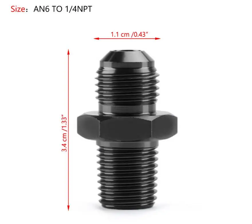 AN6 TO 1 4NPT Areyourshop автомобильный 1 шт. AN4 AN6 AN8 AN10 AN12 NPT прямой Мазут Воздушный шланг фитинг Мужской адаптер автомобильные аксессуары - Цвет: AN6 TO 1 4NPT