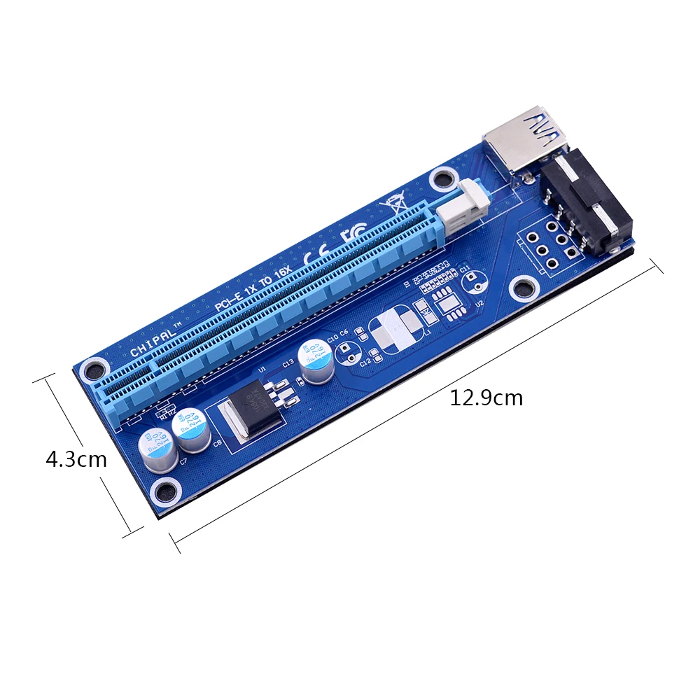 CHIPAL 006 PC PCIe PCI E Express Riser Card 1x к 16x USB 3 0 кабель для передачи данных 4Pin 6Pin IDE Molex источник