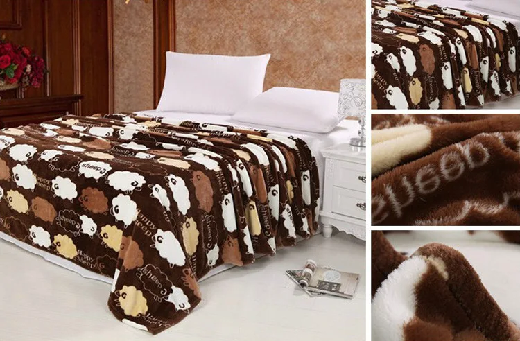 4 sizes sheep spring autumn flannel blanket coral fleece bedding warm air-conditioner free shipping | Дом и сад