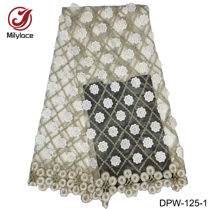 Французский кружевное с вышивкой ткани африканских чистая шнурка 5 ярдов оптовая