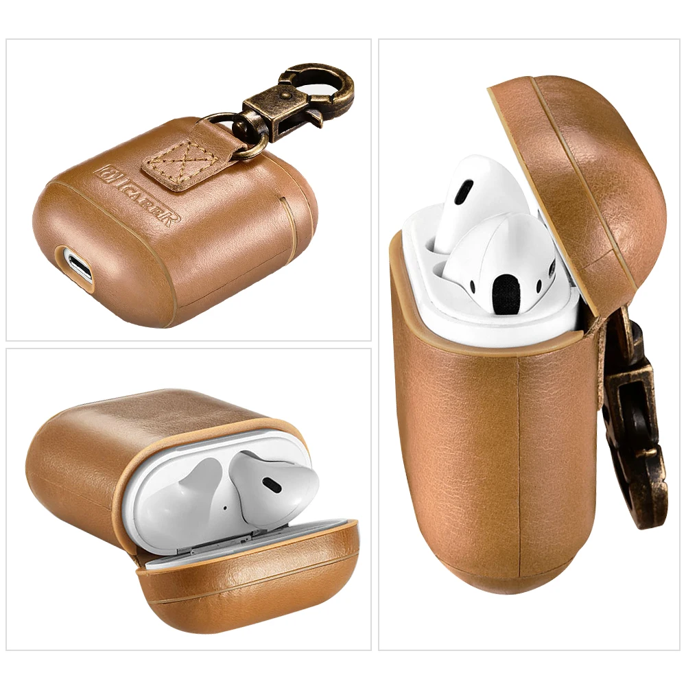 VirWir защитный кожаный чехол для Air pods чехол для наушников Портативный кожаный чехол для Apple гарнитура для airpods комплект аксессуаров