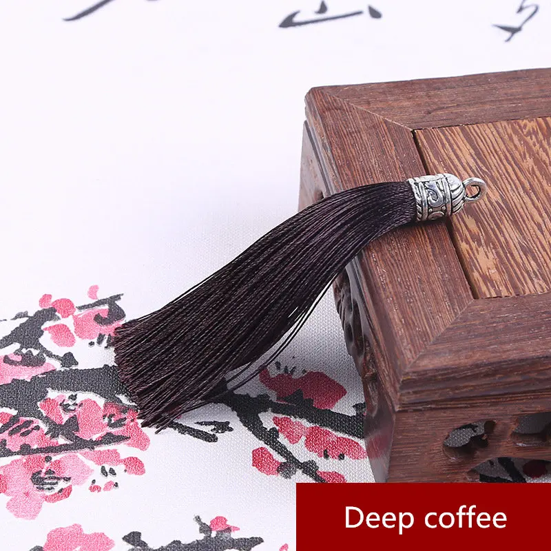 Deep coffee 10 шт. большой металлический колпачок кисточка ювелирные изделия занавески одежды декоративные аксессуары DIY Ключ сотовый телефон сумка бахрома отделка кисточки кулон - Цвет: Deep coffee