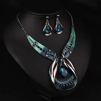 fashion women statement chain pendant choker bib necklace earrings fashion jewelry set for women wedding 2020new