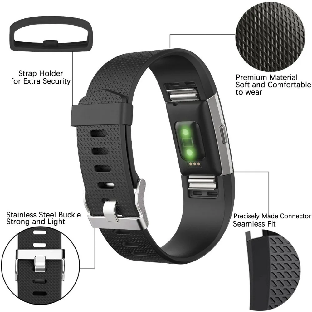 Замена ремешок для часов для браслета FitBit Charge 2 силиконовый спортивный браслет Ремень Замена браслета маленький большой