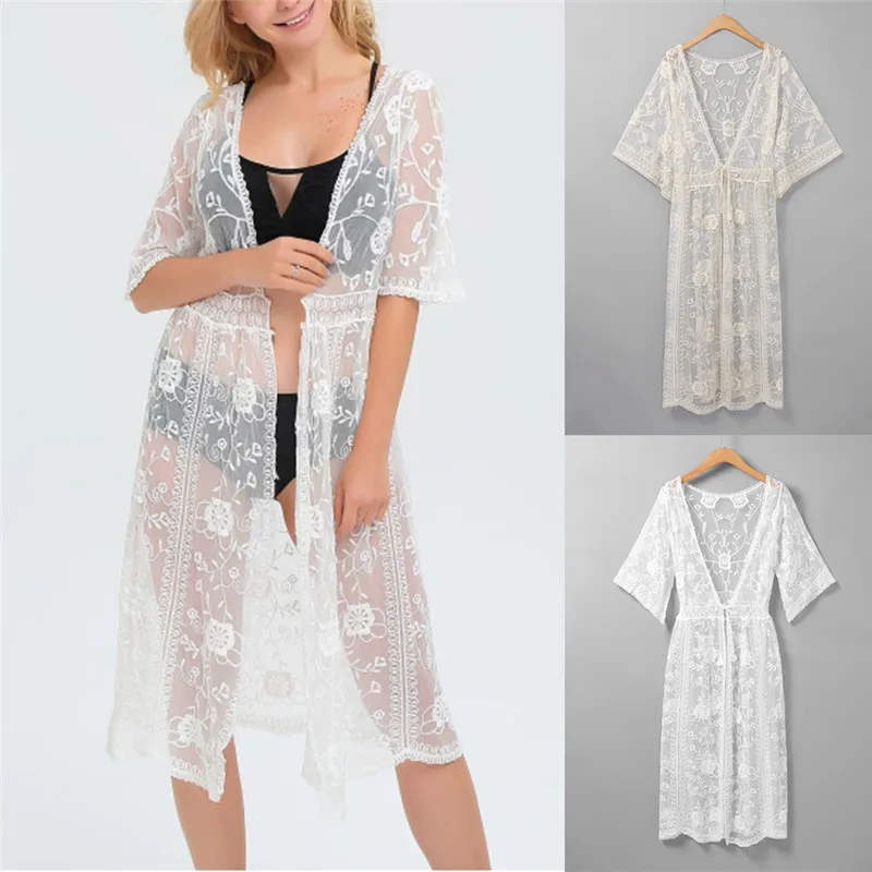 2019 сексуальная одежда женское цветочное кружевное полое Сетчатое пляжное платье