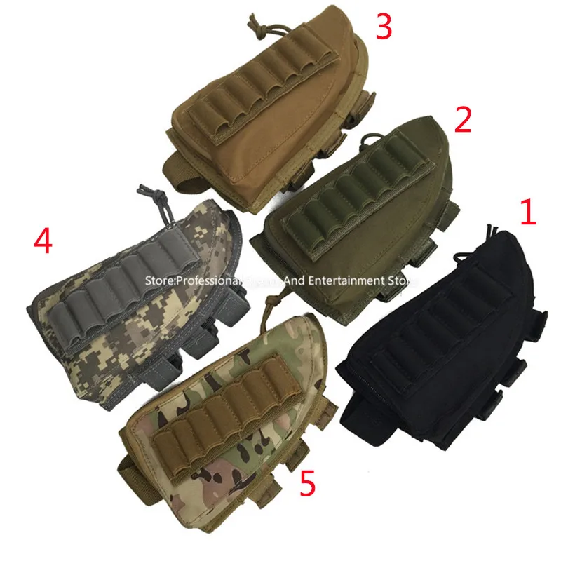 

5 Colors Military Airsoft Paintball CS War Game 600D Rifle Stock Ammo Portable Pouch With Cheek Leather Pad For Hunting Sports
